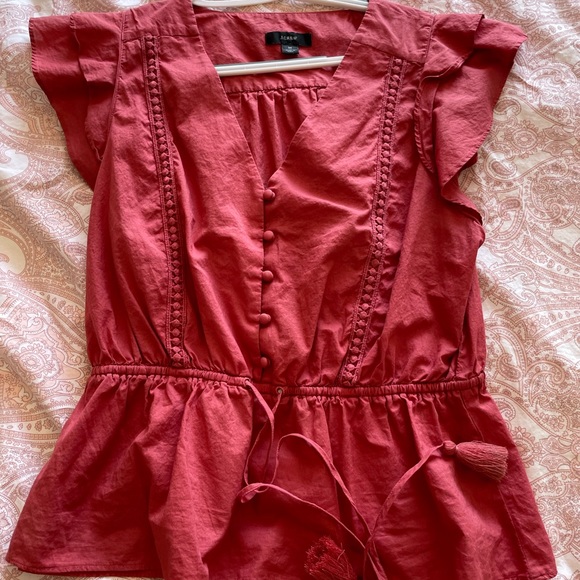 J Crew flutter sleeve blouse - Picture 2 of 5